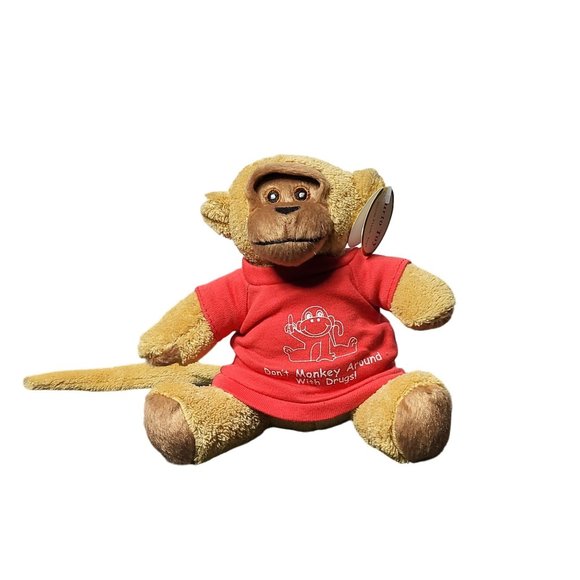 Curto Toy Monkey Plush "Don't Monkey Around with Drugs" Shirt Stuffed Animal - Picture 1 of 10